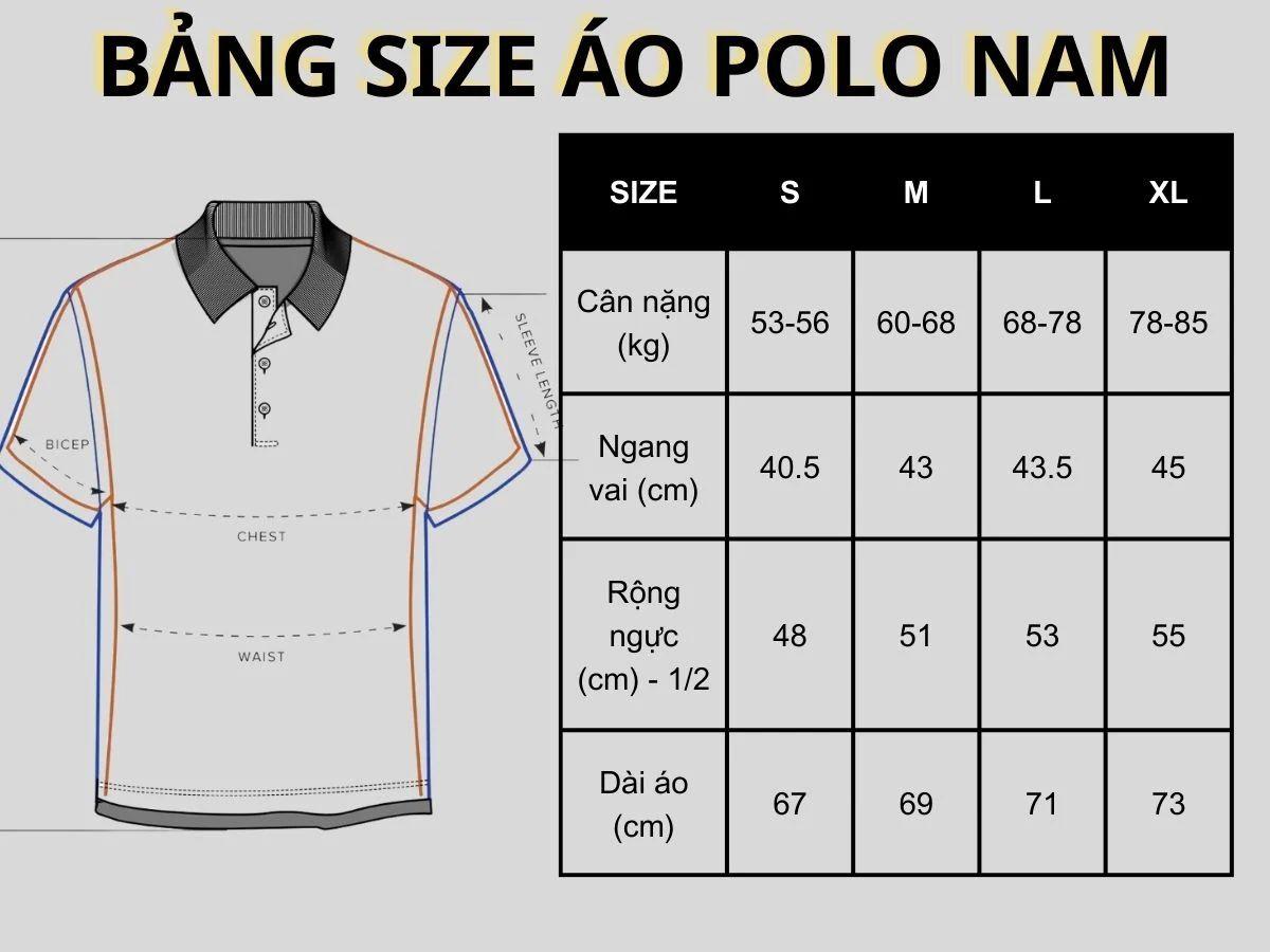 Size áo polo cơ bản 