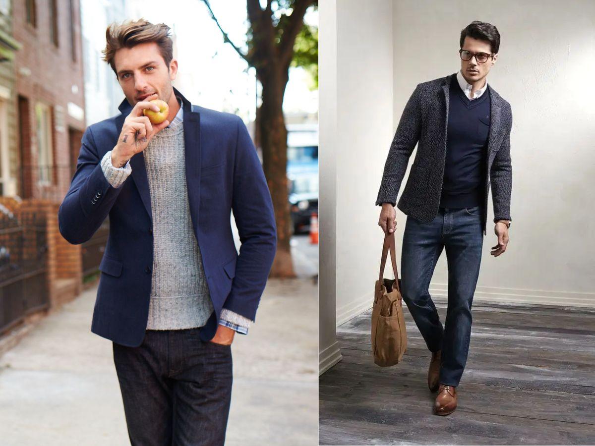 Phối sweater với áo blazer để hoàn thiện vẻ ngoài