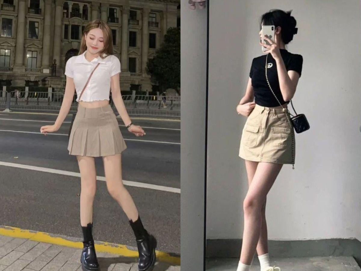 Phối croptop cùng chân váy ngắn trẻ trung giúp hack dáng