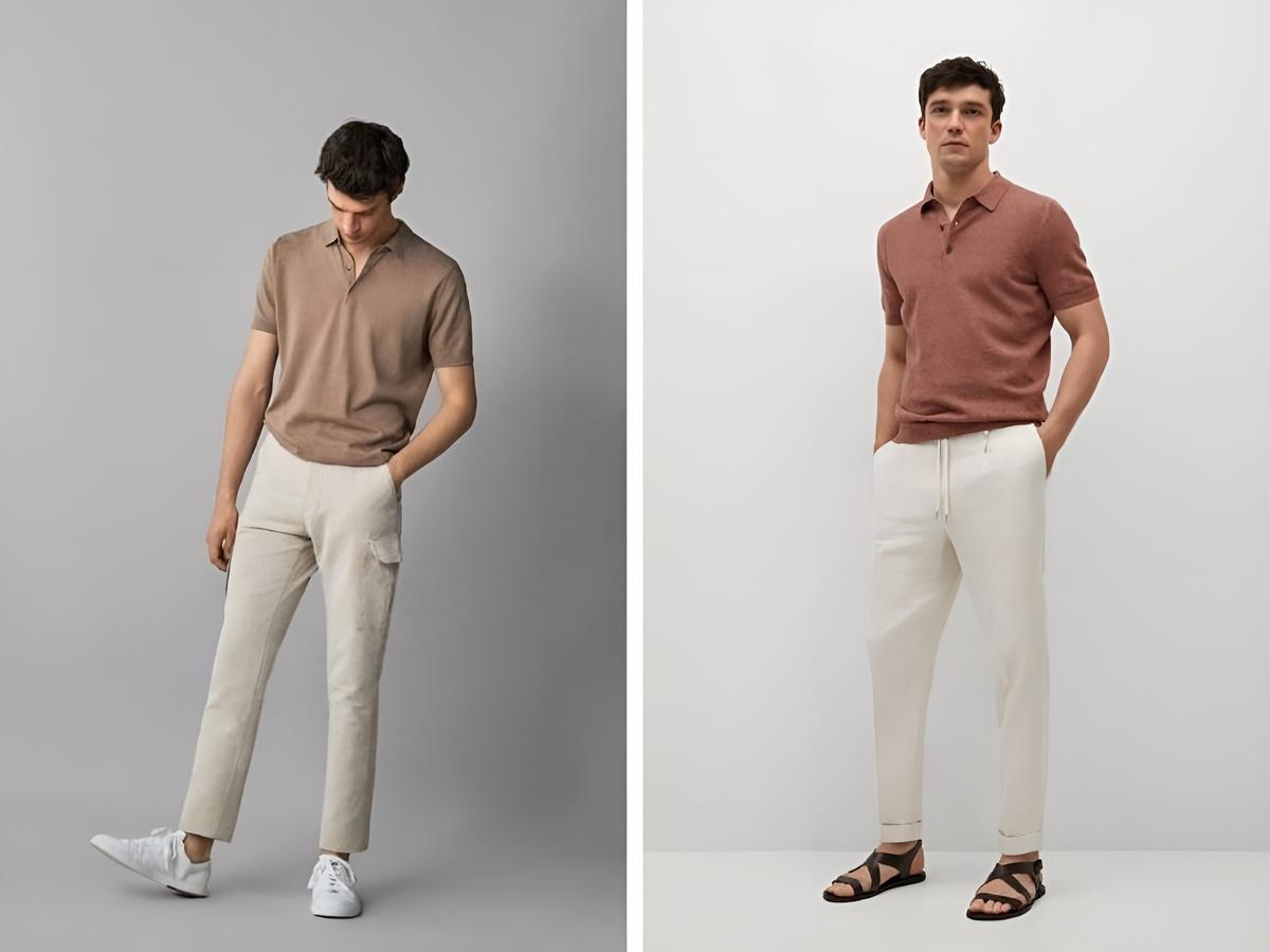 Áo polo và quần kaki là sự kết hợp hoàn hảo cho vẻ ngoài năng động nhưng vẫn lịch sự