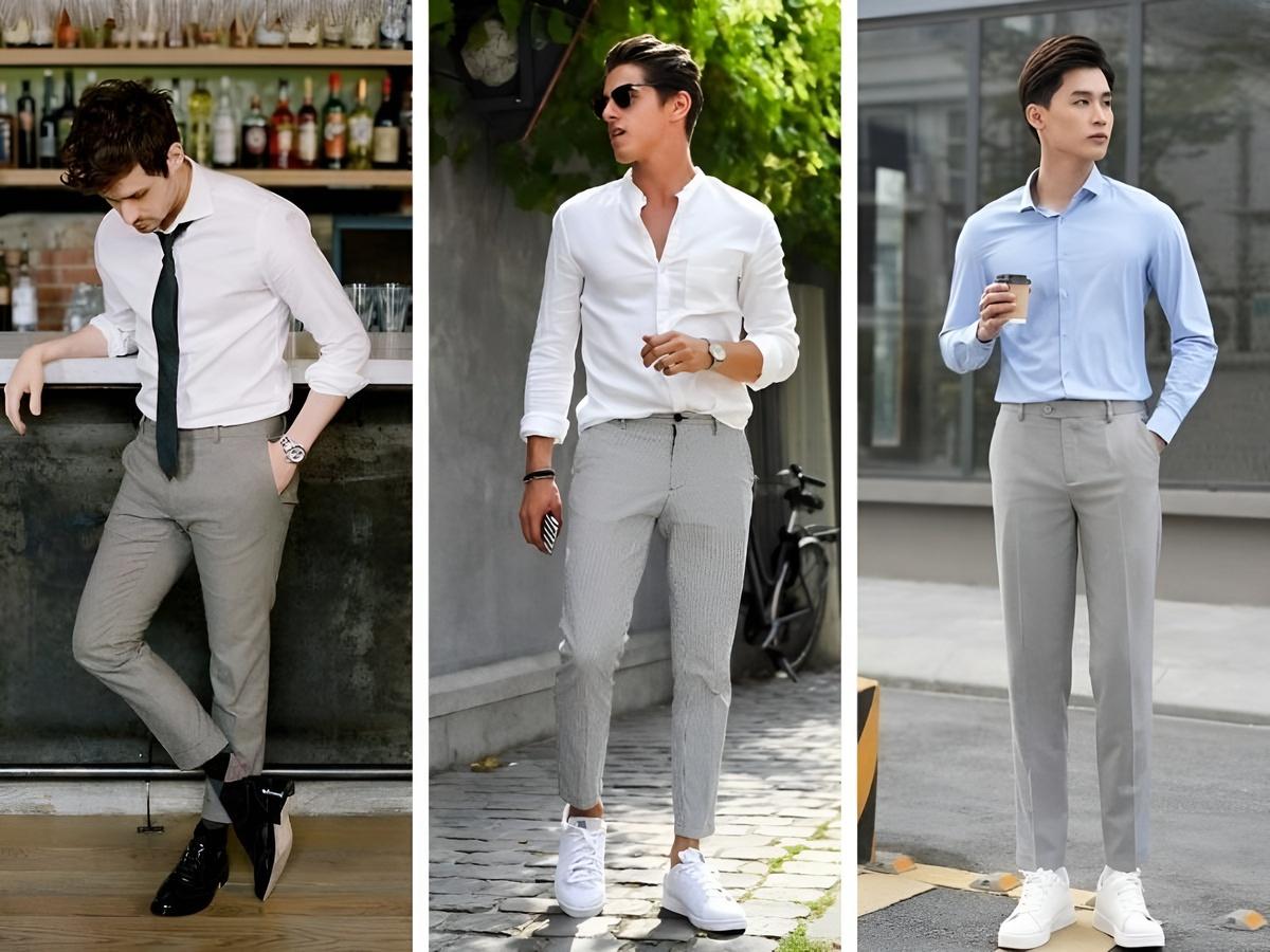 Set đồ áo sơ mi và quần tây rất đơn giản nhưng vẫn cực kỳ thanh lịch