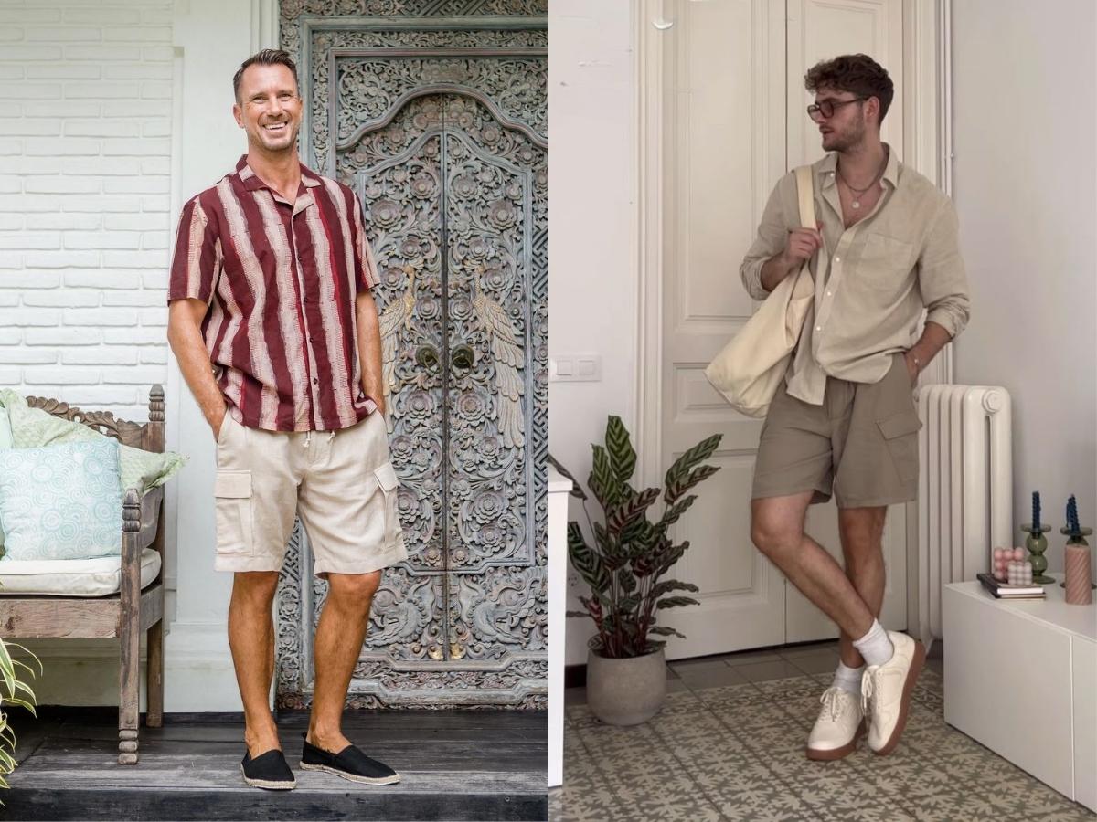 Quần short có túi hộp cũng là một lựa chọn tốt để tạo thêm khối cho phần thân dưới