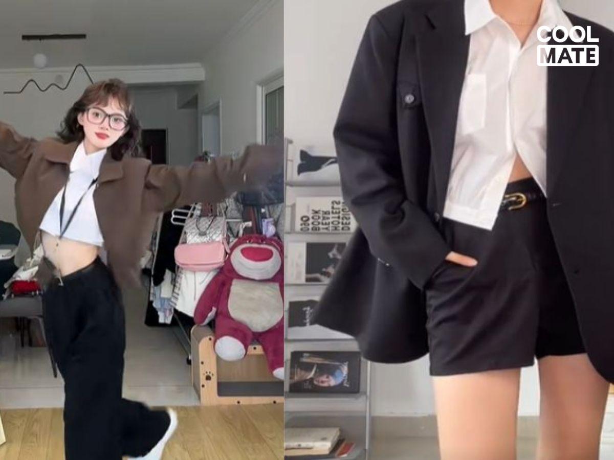 Layer croptop với áo sơ mi, blazer hoặc cardigan mỏng tạo phong cách thanh lịch, kín đáo