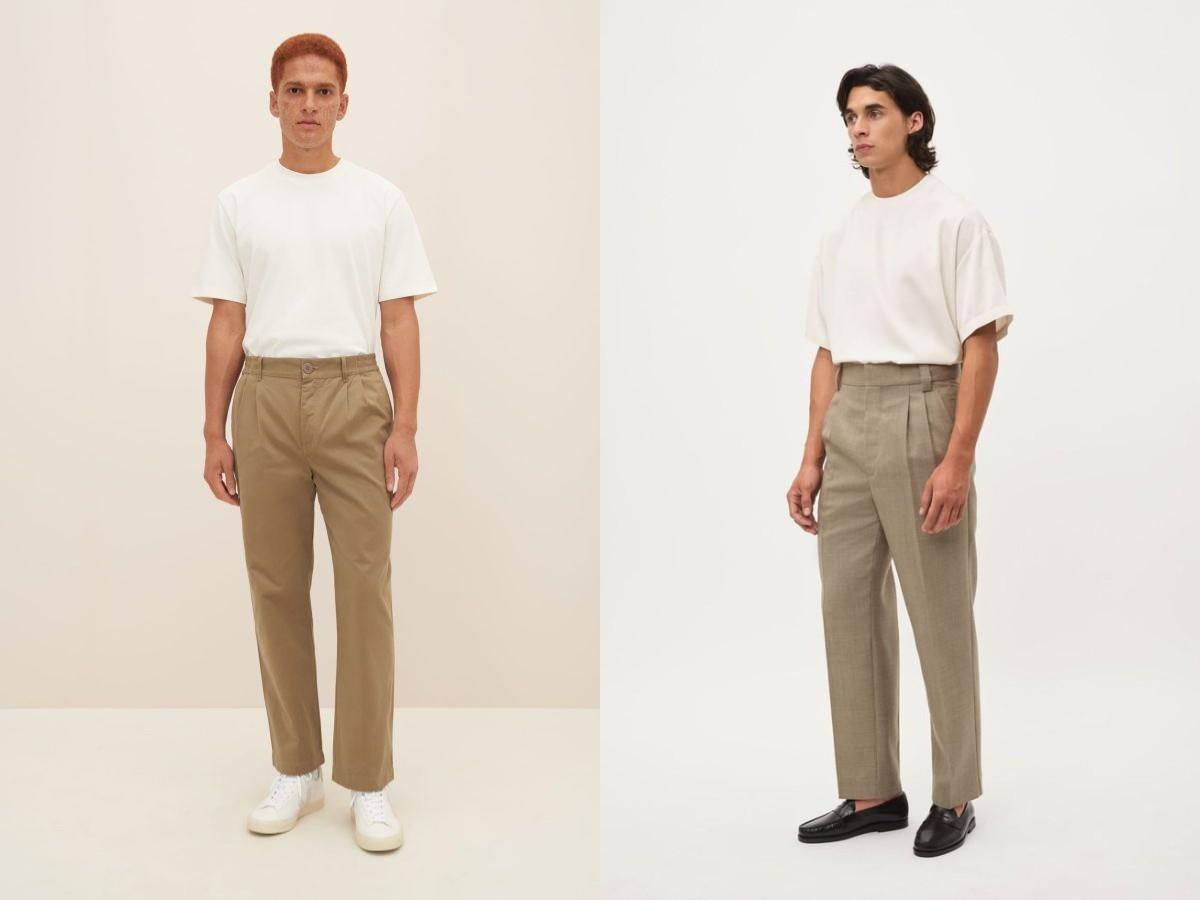 Mix áo thun trắng và quần chinos be, set đồ sáng sủa, thanh lịch
