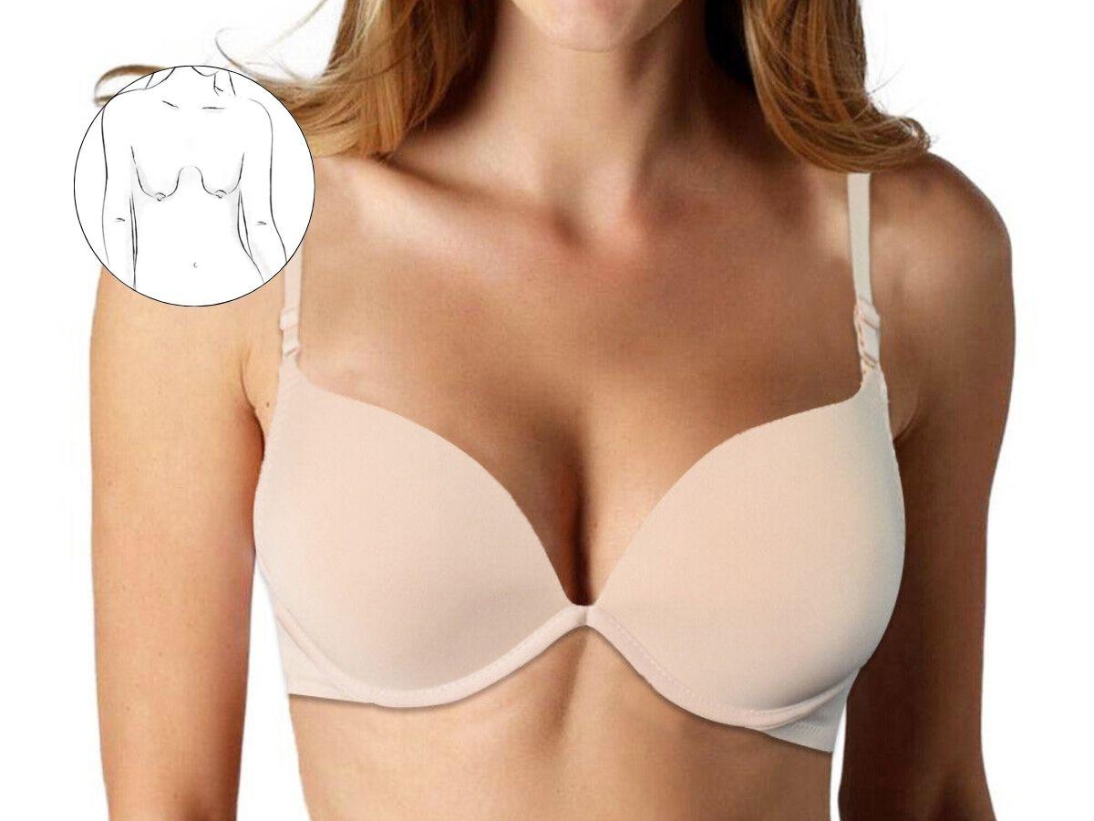 Dáng ngực hình giọt nước có phần trên thon gọn trong khi phần dưới đầy đặn