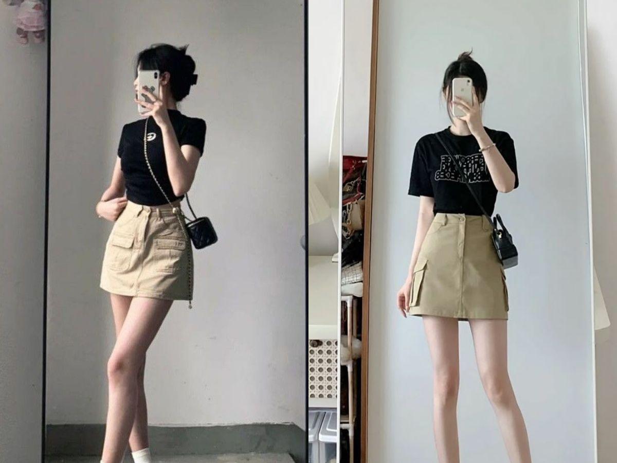 Chân váy chữ A mang lại vẻ ngoài nữ tính