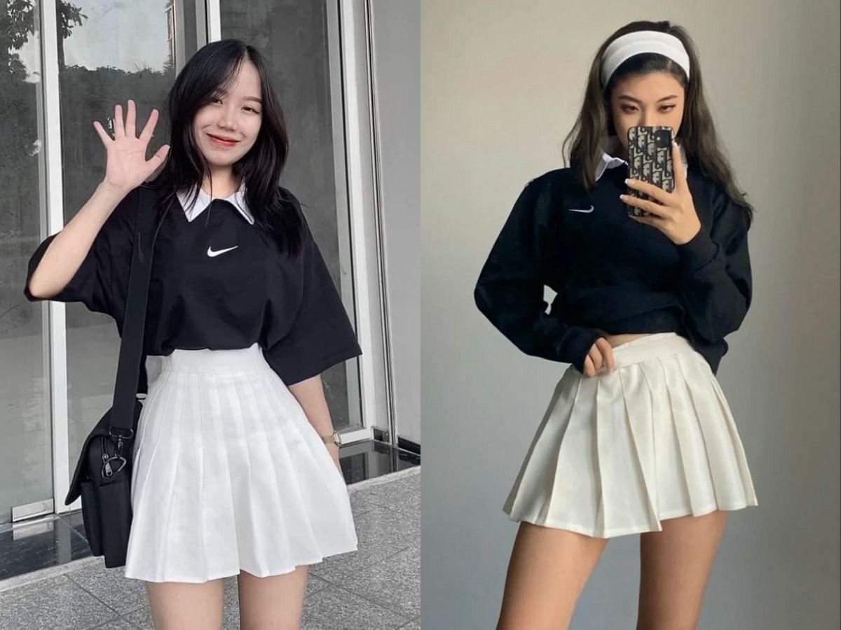 Kết hợp cùng chân váy tennis mang đến vẻ ngoài nữ tính 