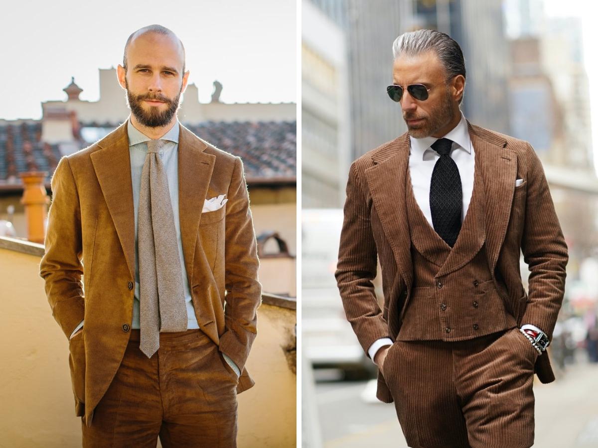 Suit nhung tăm kết hợp với áo sơ mi tạo nên vẻ đẹp cá tính 