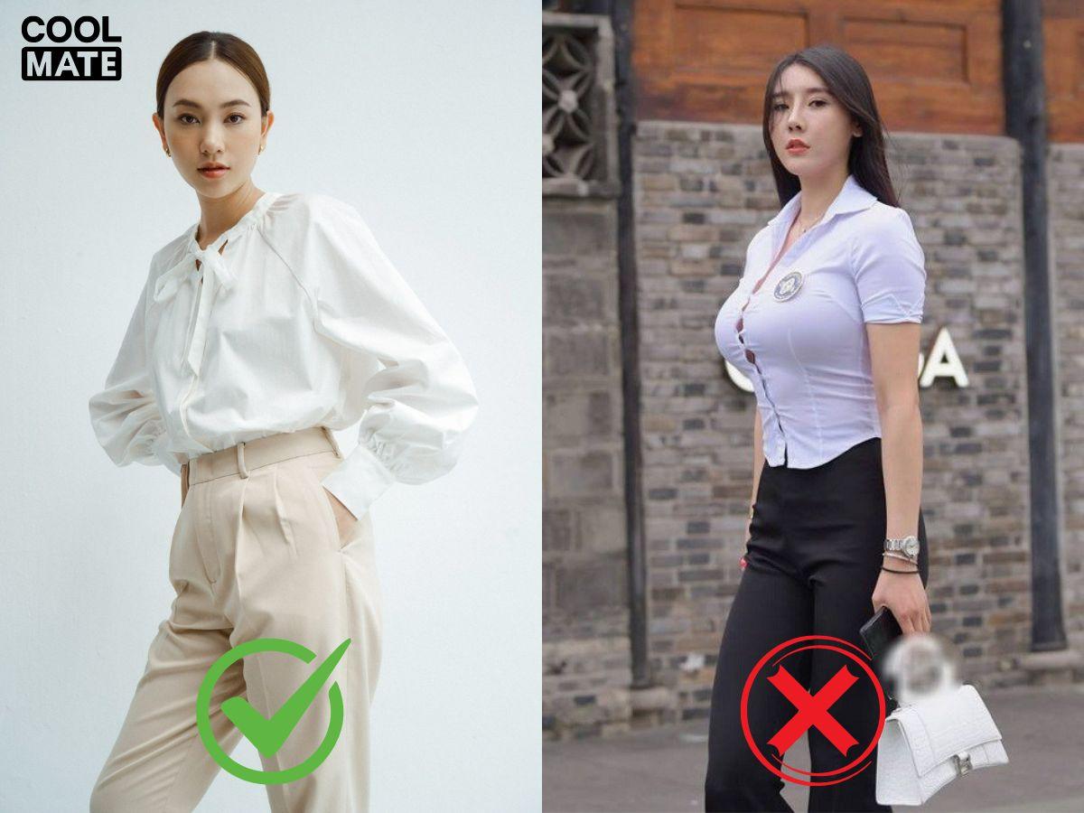 Tránh diện đồ không vừa vặn cơ thể dễ gây lộ khuyết điểm và khiến bạn mất tự tin