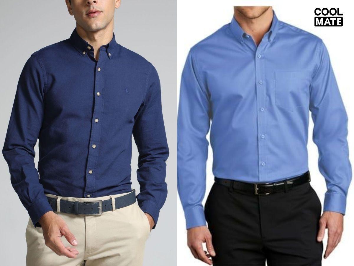 So sánh áo sơ mi mặc vest không túi và có túi