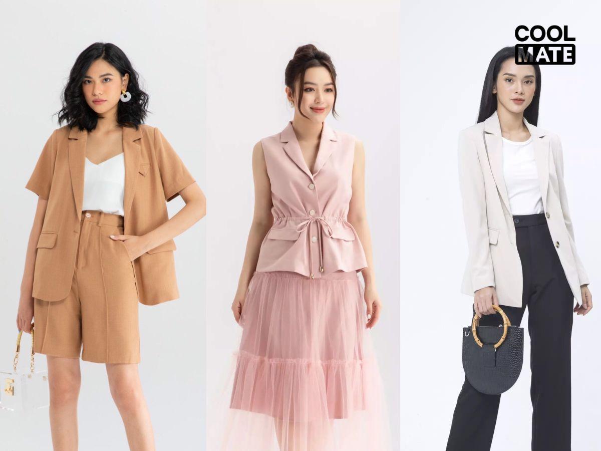 Phối áo singlet basic với blazer và quần tây hoặc chân váy bút chì tạo phong cách công sở thanh lịch
