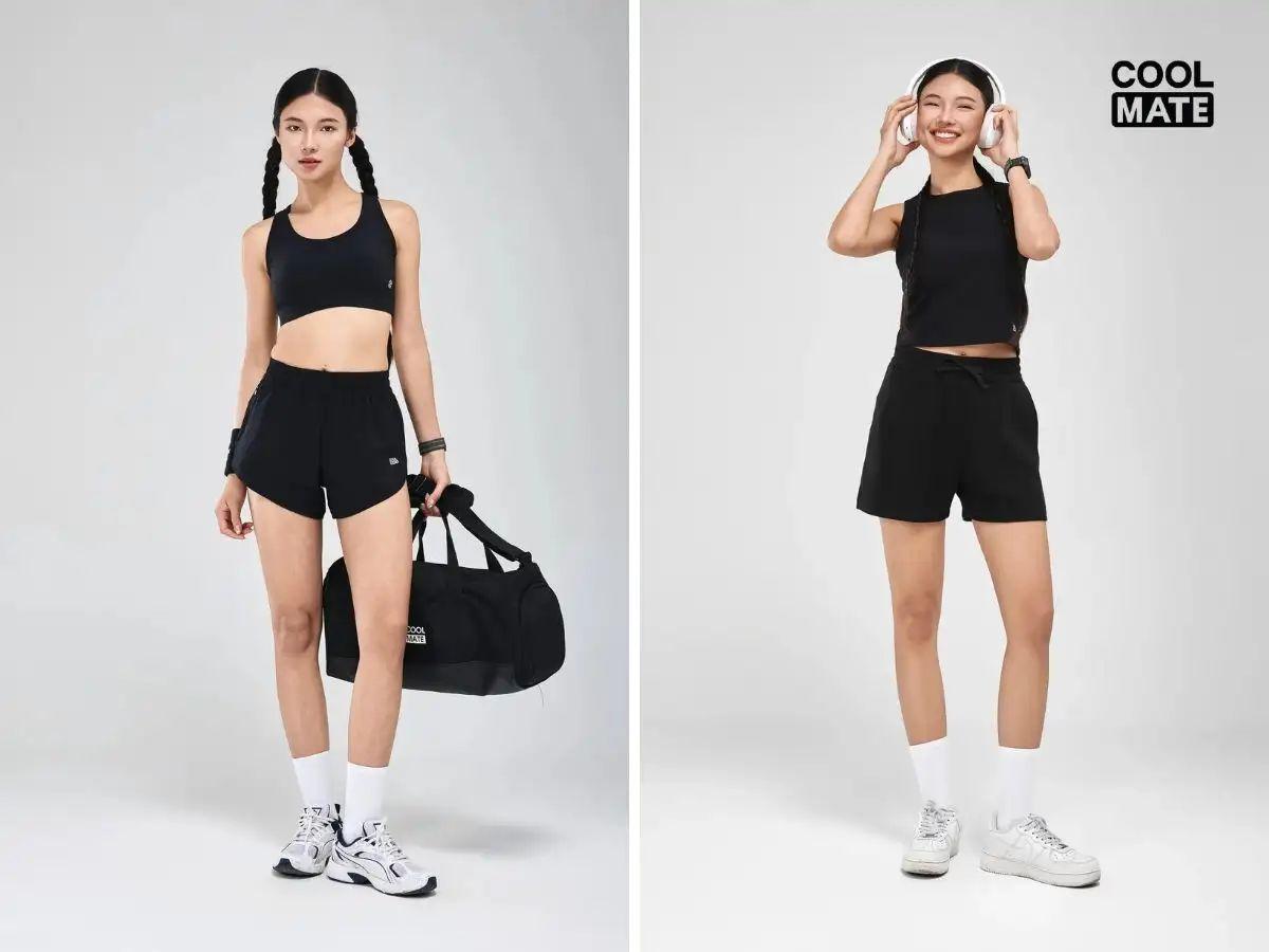 Phối áo singlet nữ với quần legging, jogger hoặc short thể thao tạo phong cách khỏe khoắn, năng độn