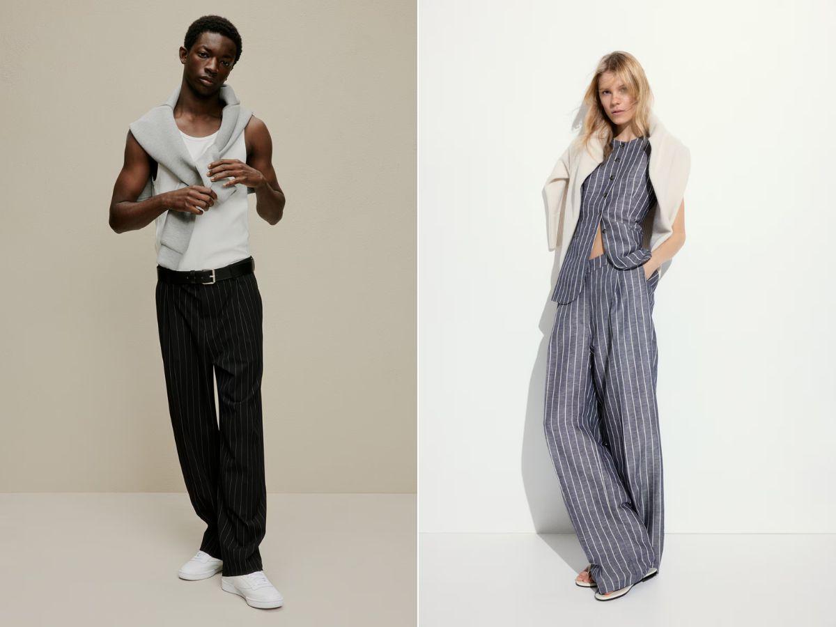 H&M có nhiều mẫu quần tây sọc dọc cho cả nam và nữ