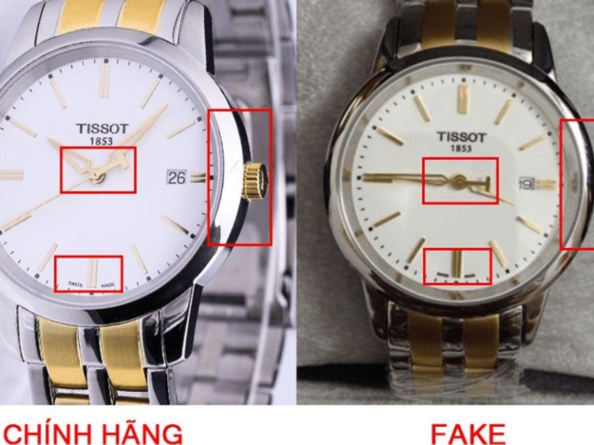 Kiểm tra Tissot chính hãng thông qua các chi tiết cọc số, biểu tượng,… trên mặt số đồng hồ