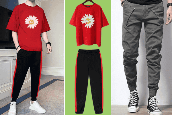 Áo thun đỏ phối quần jogger: phong cách thể thao hiện đại