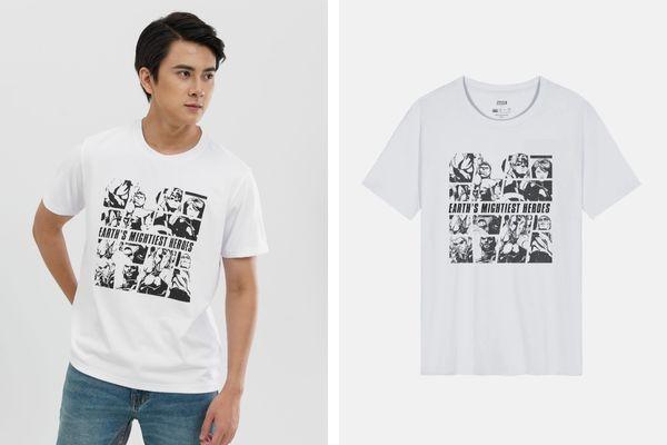 Áo phông nam trắng in hình Marvel Graphics 'Earth's Mightiest Heroes'