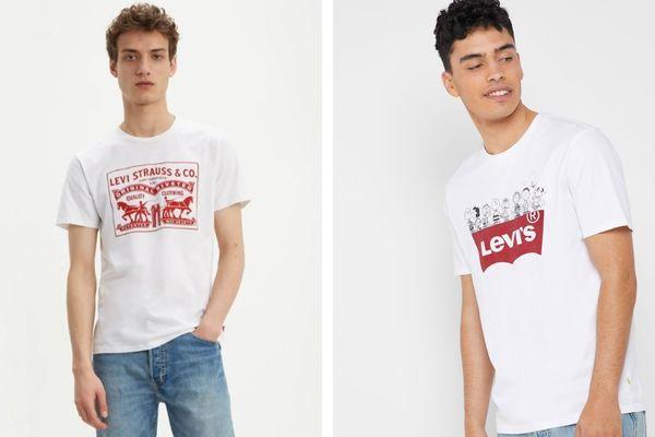 Áo phông nam trắng in hình logo Levi's