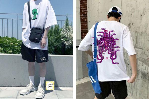 Cách phối áo phông nam trắng với quần short