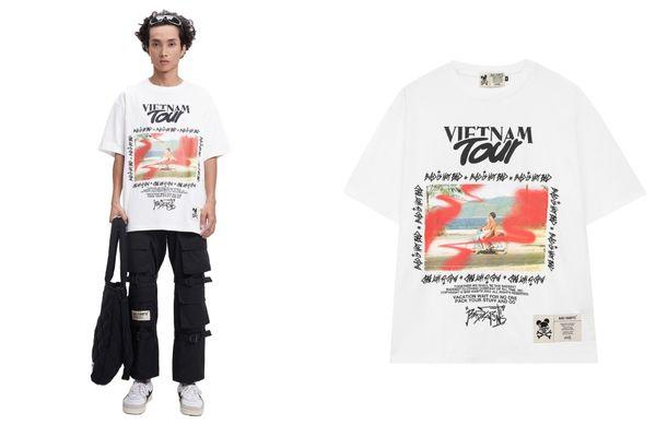 Áo phông nam trắng in hình Bad Habits VIETNAM TOUR TEE