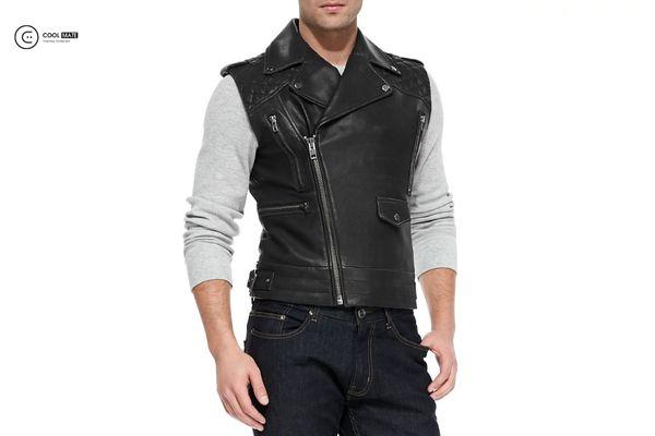 Phối áo vest da cho người gầy