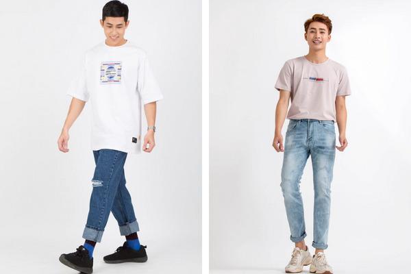 Áo thun form rộng nam mix cùng quần jeans