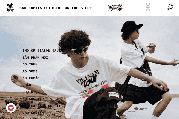 Website Badhabitsstore bán quần áo Local Brand