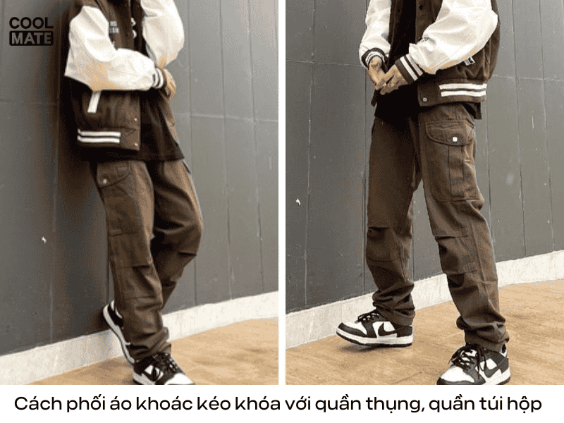 cách phối đồ với áo khoác kéo khóa