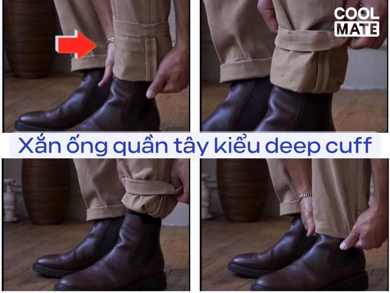 Cách xắn ống quần tây nam kiểu Deep Cuff
