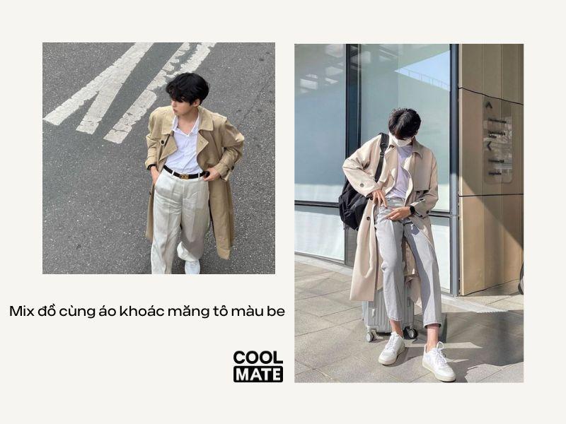 Áo khoác mangto màu be