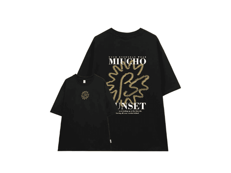 Áo thun nam form rộng Miucho cotton cổ tròn in mix 