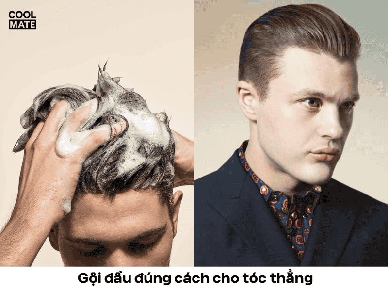 Gội đầu đúng cách cho tóc thẳng (Nguồn ảnh: Coolmate)
