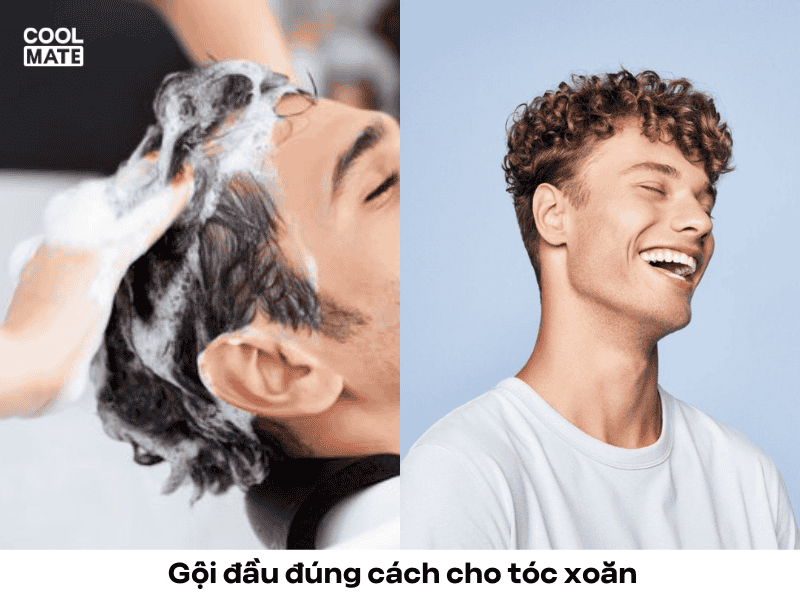 Gội đầu đúng cách cho tóc xoăn (Nguồn ảnh: Coolmate)