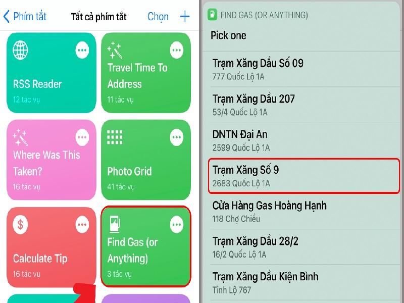 Phím tắt Find Gas (Tìm trạm xăng gần nhất)