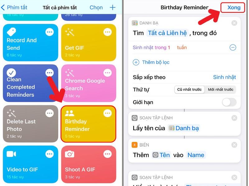 Phím tắt Birthday Reminder