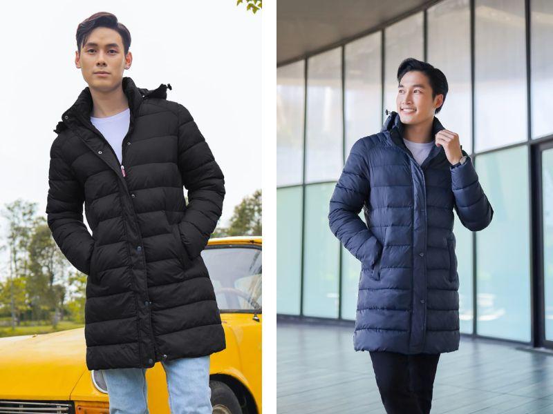 Trẻ trung khi kết hợp áo phao dáng dài với áo thun