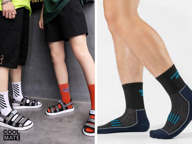 Phối đồ với tất cao cổ nam và sandals