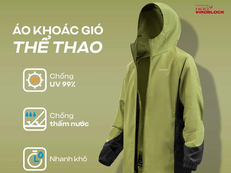Chi tiết túi áo khoác gió thể thao phối màu