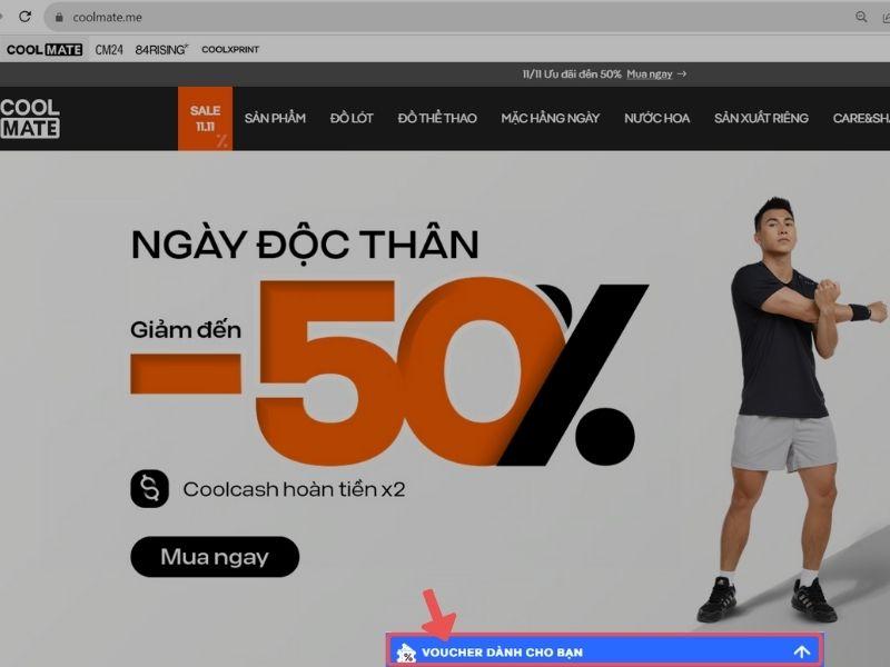 Các banner khuyến mãi trên homepage Coolmate