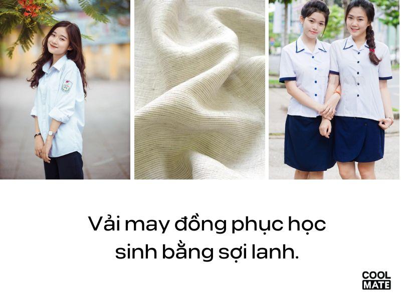 Vải may đồng phục học sinh bằng sợi lanh.