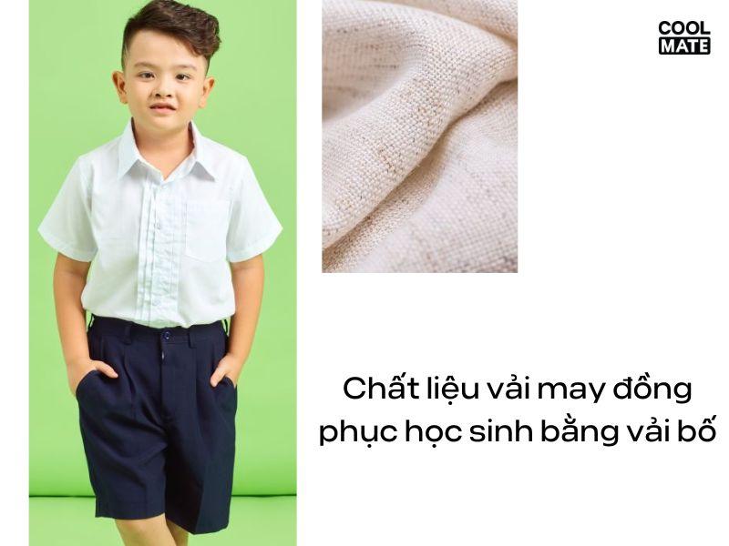 Chất liệu vải may đồng phục học sinh bằng vải bố.