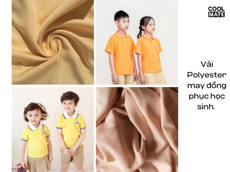 Vải Polyester may đồng phục học sinh.
