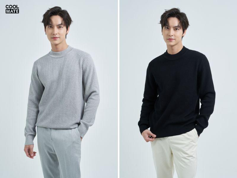 Áo len cổ lọ kiểu mock neck