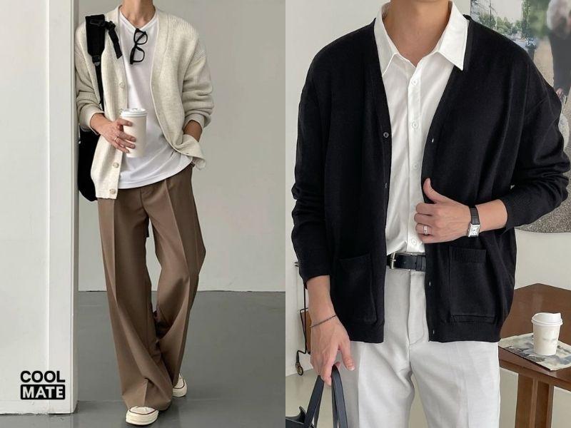 Áo len cardigan nam