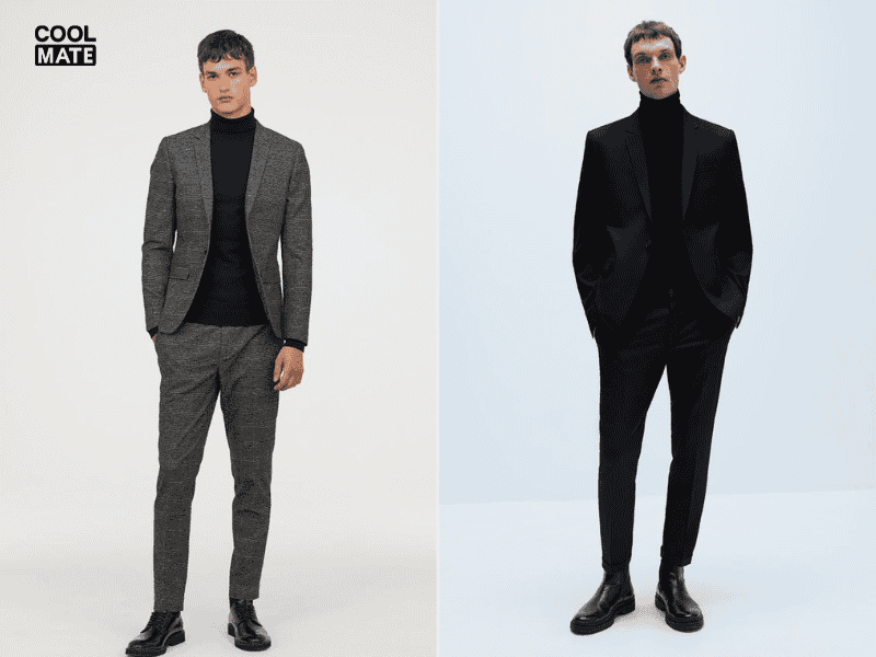 Phối áo len cổ lọ nam với suit 