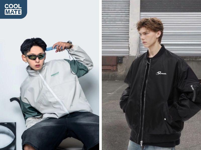 Áo khoác gió Mis Floss Jacket màu trắng và đen