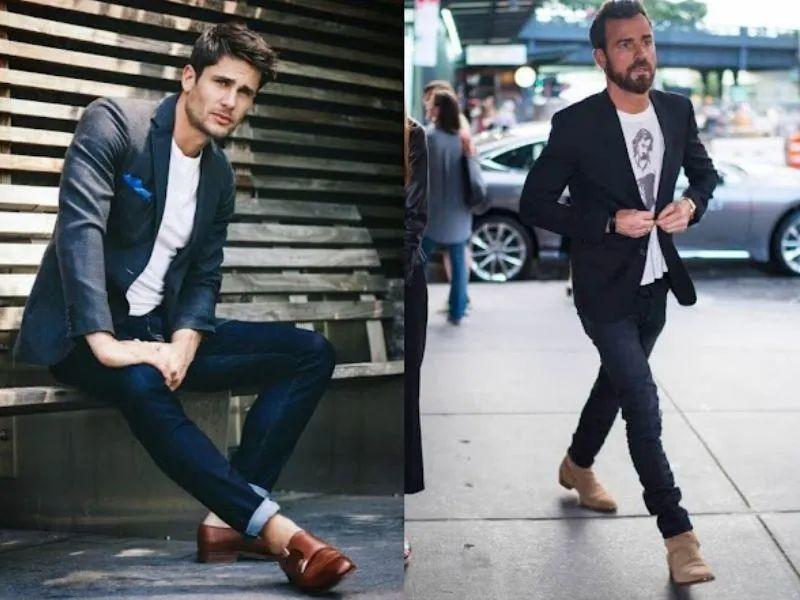 Áo blazer mùa hè phối cùng giày da