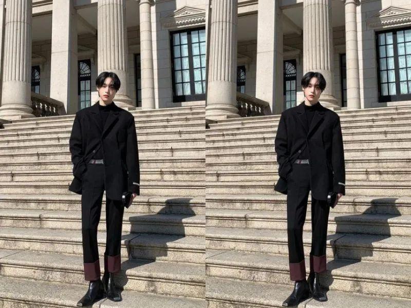 Áo blazer nam phối cùng giày boot