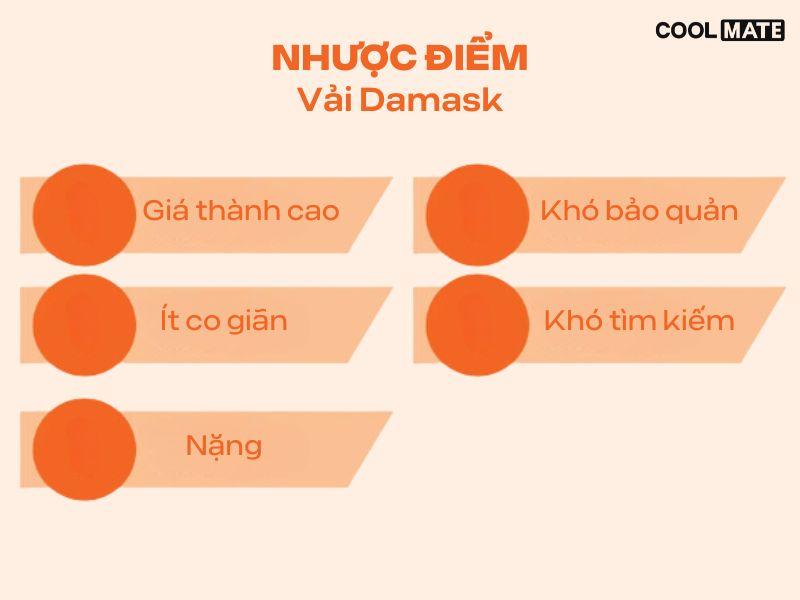 Một số nhược điểm của vải Damask