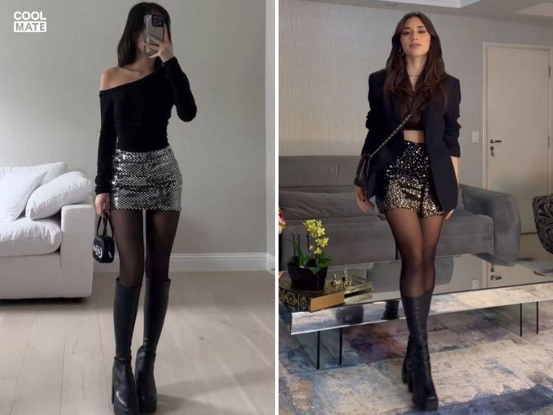 Chân váy sequin năng động