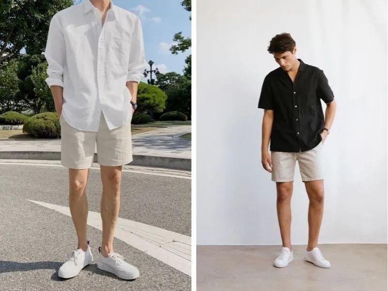 Phối áo sơ mi tencel với quần short